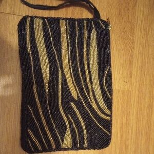 Black and Gold Beaded Clutch